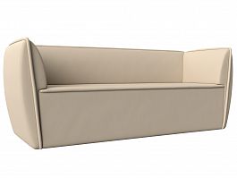 Прямой диван Бергамо 3-х местный (полностью экокожа бежевая) - Фото предпросмотра