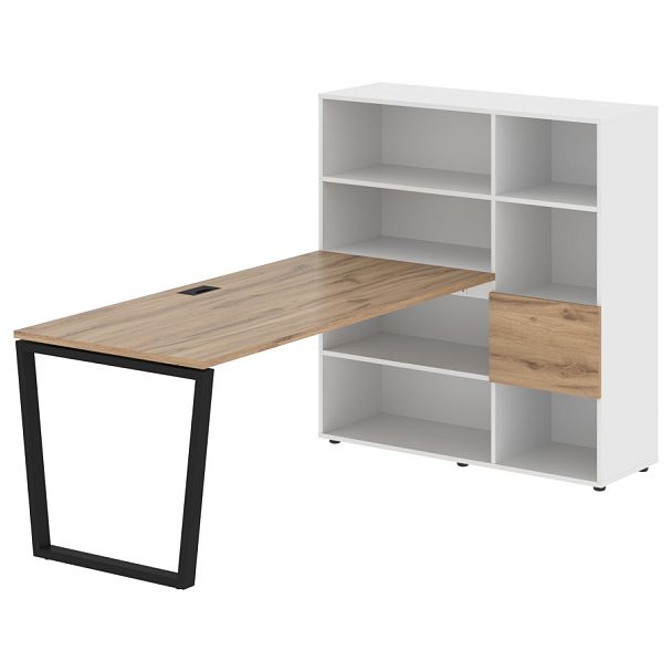 Стол-стеллаж EVRST 1217 Дуб Денвер светлый/Черный/Белый 2190х1250х1355 EDIS - Вид 1