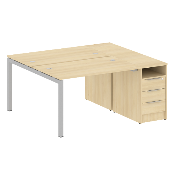 Metal System Quattro Р. ст. с тумбой на П-образном м/к 50БП.РС-СТП-2.2 Акация/Серый металл 1612*1475*750 - Вид 1