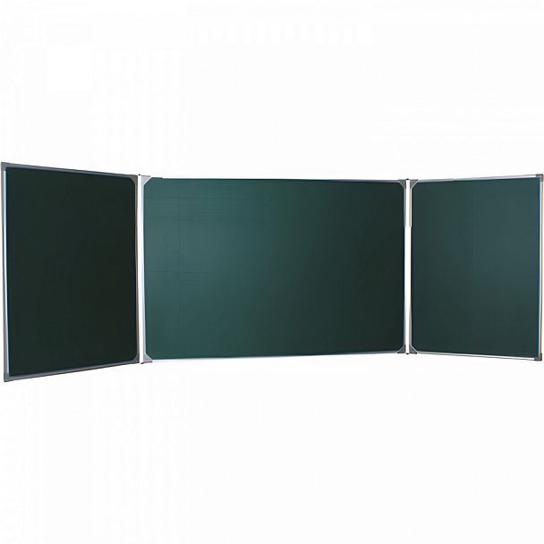 Доска для мела магнитная 3-х элементная, 100х170/340 см, 5 рабочих поверхностей, зеленая, BOARDSYS, ТЭ-340М - Вид 1