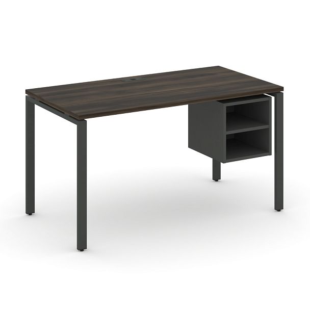 Concept Стол рабочий с подвесной тумбой с 2 открытыми нишами CN.SP-108 Дуб Мали/Антрацит/Металл Антрацит 1580*720*750 - Вид 1