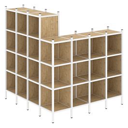 Loft Угловой внешний стеллаж наборный VR.L-60 Тиквуд светлый/Белый металл 1694*1694*1869 - Фото предпросмотра