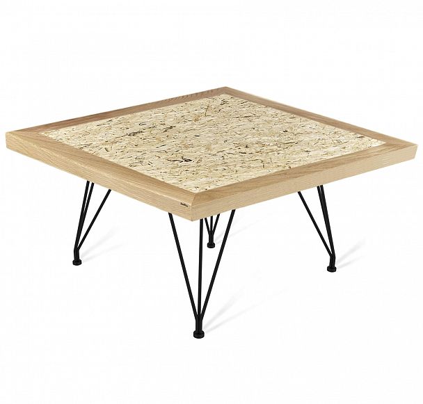 Столик журнальный SHT-TU29/H36/70/70 ДУБ/OSB прозрачный лак/черный муар - Вид 2