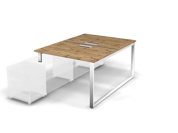 MATRIX 121В300-O Стол прямой, опора на тумбу, пров. Merida (O-опоры) 1180х1590х775 Дуб Крафт/Белый - Вид 1