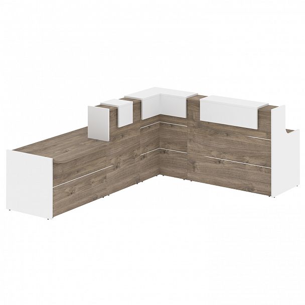 Ресепшн Г-образный "Onix" O.R-K-34 тиквуд темный/белый - Вид 2