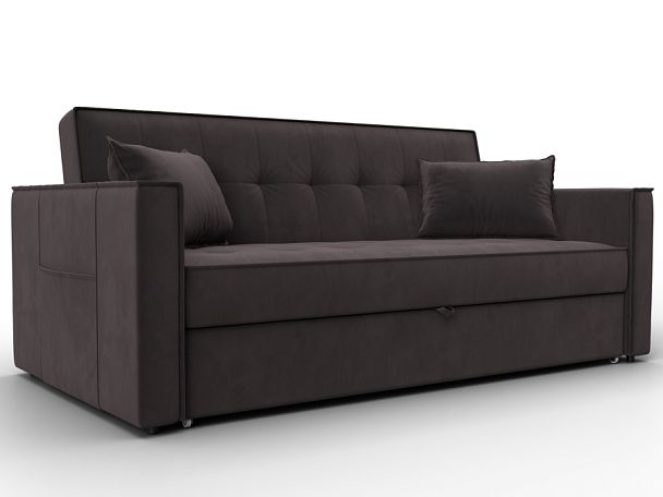 Диван прямой Лига-104 (160) Велюр коричневый - Вид 1
