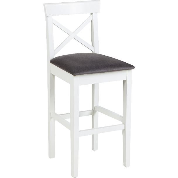 Стул деревянный полубарный Бергольф с мягким сиденьем Белый/Серый велюр - Вид 3