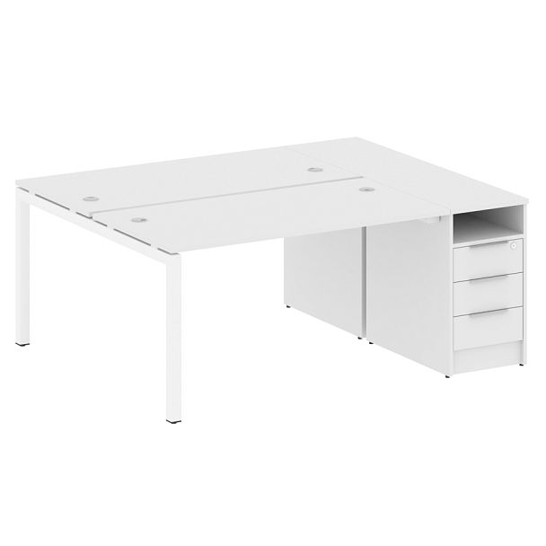 Metal System Quattro Р. ст. с тумбой на П-образном м/к 50БП.РС-СТП-2.3 Белый/Белый металл 1812*1475*750 - Вид 1