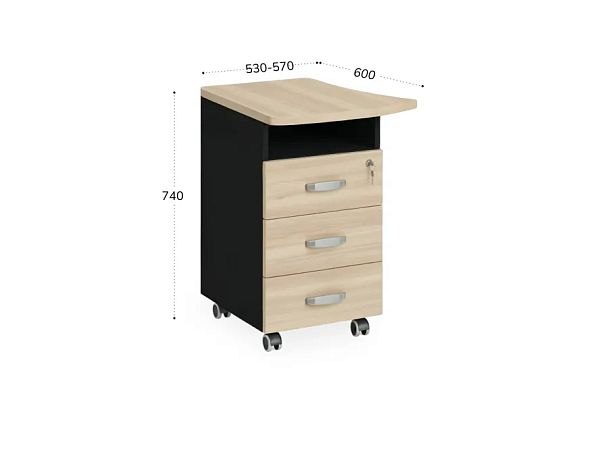 БЕРЛИН / BERLIN Тумба приставная левая 570х600х740 Акация/Черный - Вид 2