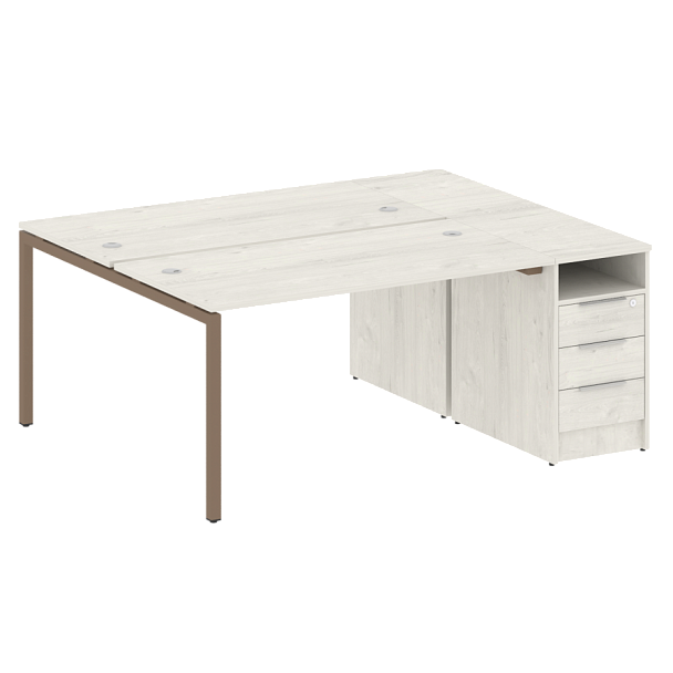 Metal System Quattro Р. ст. с тумбой на П-образном м/к 40БП.РС-СТП-2.3 Дуб наварра/Мокко металл 1812*1475*750 - Вид 1