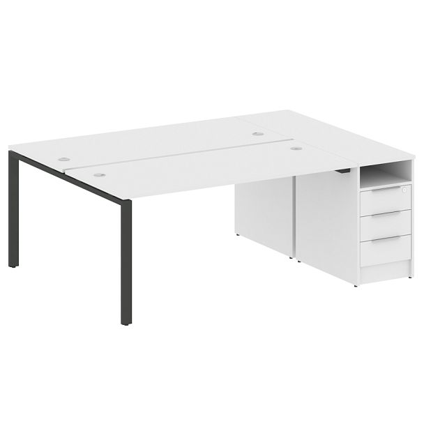 Metal System Р. ст. с тумбой на П-образном м/к БП.РС-СТП-2.4 Белый/Антрацит металл 2012*1475*750 - Вид 1