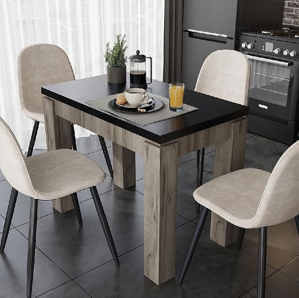 Стол Эдинбург дуб крафт серый/черный матовый - Вид 3