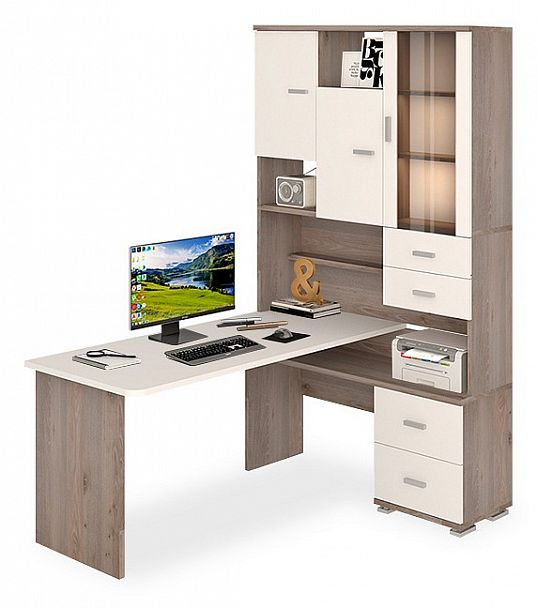 Стол компьютерный Домино СР-620/160 Белый/Нельсон правый - Вид 1