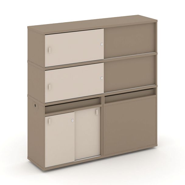 Estetica Набор №27. Тумба двойная+высокая надставка ES.NB.2V-27 Латте/Капучино 1500*410*1520 - Вид 1