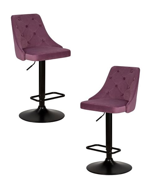 Набор 2 шт Стул барный DOBRIN JOSEPH BLACK (пудрово-сиреневый велюр (MJ9-52)) - Вид 1