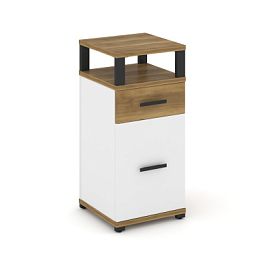 Concept Тумба опорная/приставная 1 ящ.+1 распаш. фасад с надставкой CN.TUO-006 W Сандал Янтарный/Белый Бриллиант/Металл Черный 420*420*917 - Фото предпросмотра