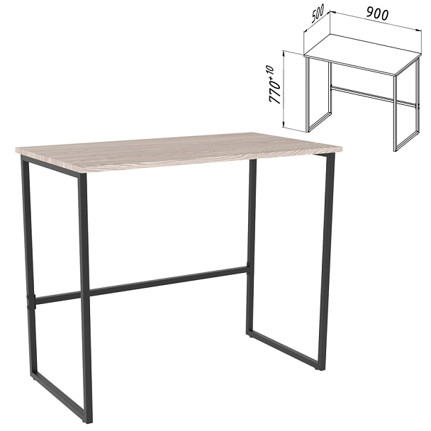 Стол BRABIX "SMART CD-020", 900х500х770 мм, ЛОФТ, металл/ЛДСП ясень шимо светлый, каркас черный, 641949 - Вид 1