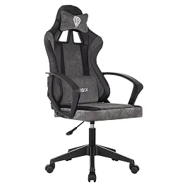 Кресло компьютерное BRABIX "Forcer GM-127", 2 подушки, экокожа/велюр, черное/серое, 533216 - Фото предпросмотра