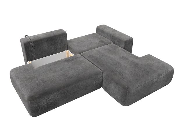 Диван угловой Лига-036 НПБ Модерн правый угол Велюр серый - Вид 8