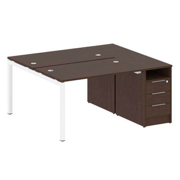 Metal System Quattro Р. ст. с тумбой на П-образном м/к 50БП.РС-СТП-2.2 Венге/Белый металл 1612*1475*750 - Вид 1