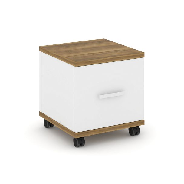 Concept Тумба мобильная 1 распаш. фасад CN.TUM-007 W Сандал Янтарный/Белый Бриллиант/Металл Белый 420*420*448 - Вид 1