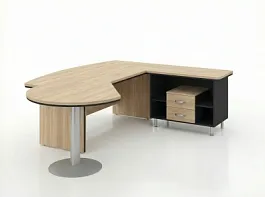 BRL RB072-215x200R Стол рук-ля R угловой с брифингом и тумбой 2 ящика 2150х2000х760 Акация/Черный - Фото предпросмотра