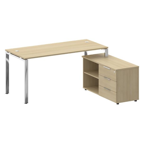 Metal System Direct Стол руковододителя с тумбой правый БГ.СРТ-4.7 (R) Акация/Нерж. сталь 1700*1520*750 - Вид 1