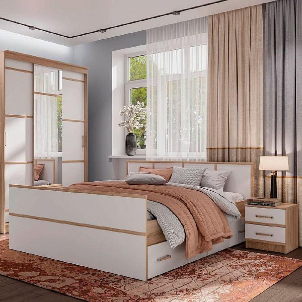 "Сакура" тумбы (2 шт) (400х450х410) дуб сонома/белый - Вид 3