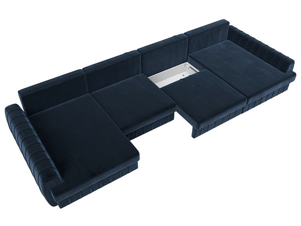 Диван П-образный Лига-057 НПБ Лонг Велюр синий - Вид 7