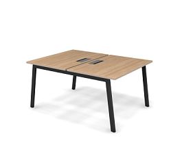 MATRIX 121S203-A Стол прямой двойной, пров-ик Merida (А-опоры) 1180х1590х775 Швейц-й вяз/Темно-серый - Фото предпросмотра