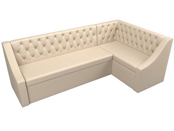 Кухонный угловой диван Мерлин правый (полностью экокожа бежевая) - Вид 5