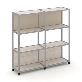 Shelf Mobile Стеллаж 4 уровня 2 секции VR.LT-STK-415.12 Денвер Светлый/Металл Серый/W-04 2370*400*1523 - Фото предпросмотра