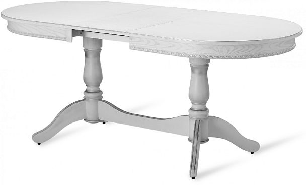 Стол деревянный раздвижной Барэнт 150(190)х90х76 Белый с серебряной патиной - Вид 5