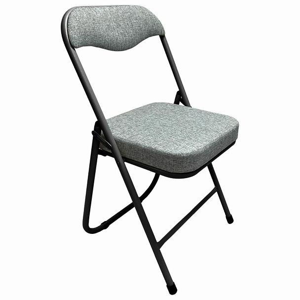 Стул складной для дома и офиса РС04К комфорт, черный каркас, рогожка светло-серая - Вид 2