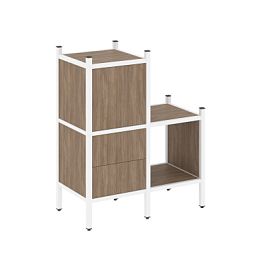 Loft Прямой стеллаж наборный VR.L-11 Дуб аризона/Белый металл 862*446*1047 - Фото предпросмотра