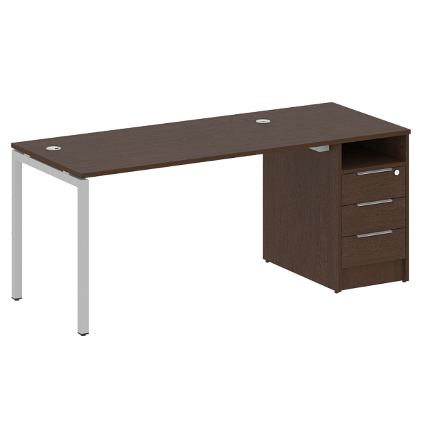 Metal System Quattro Р. ст. с тумбой на П-образном м/к 40БП.РС-СТП-1.3 Венге/Серый металл 1812*720*750 - Вид 1