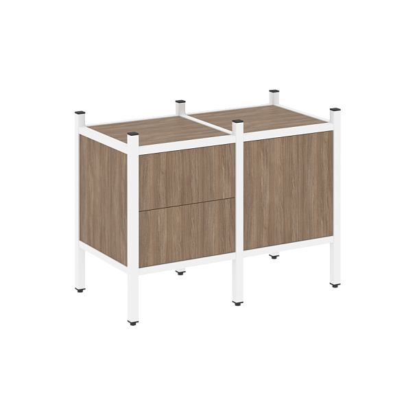 Loft Прямой стеллаж наборный VR.L-01 Дуб аризона/Белый металл 862*446*636 - Вид 1