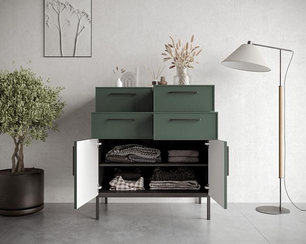 Большой комод с четырьмя ящиками и дверками Nicole NLN17G - Вид 4