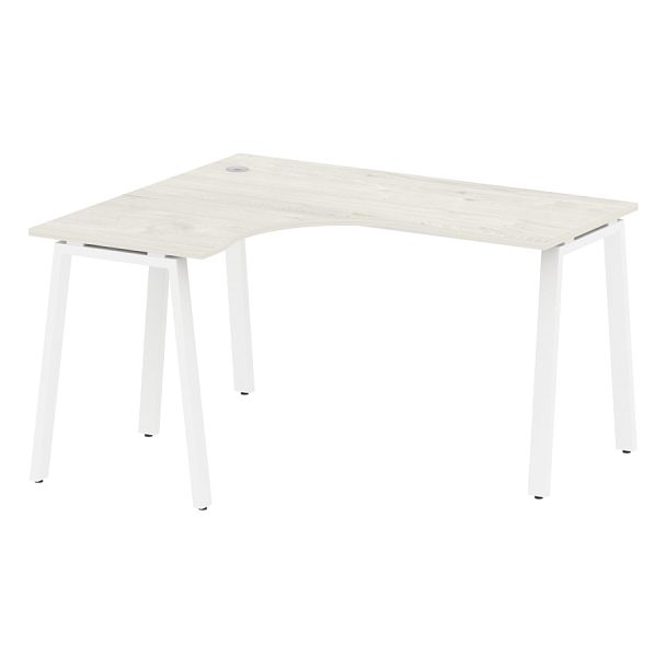 Metal System Стол криволинейный левый на А-образном м/к БА.СА-3 (L) Дуб наварра/Белый металл 1400*1200*750 - Вид 1