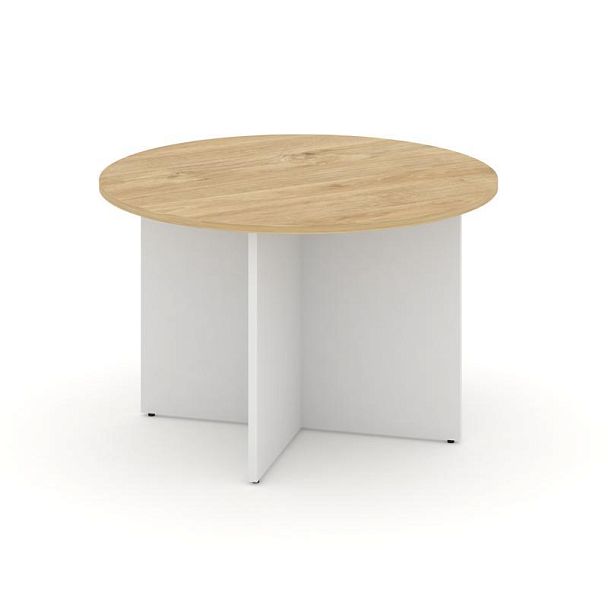 Стайл Проджект Стол переговорный кругл. SN-D.SPRG-004 Тиквуд Светлый/Белый 1180*1180*750 - Вид 1