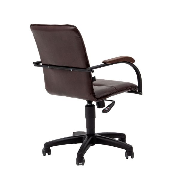 Кресло офисное Самба, экокожа Space Cognac, подлокотники бук, крестовина пластик - Вид 7