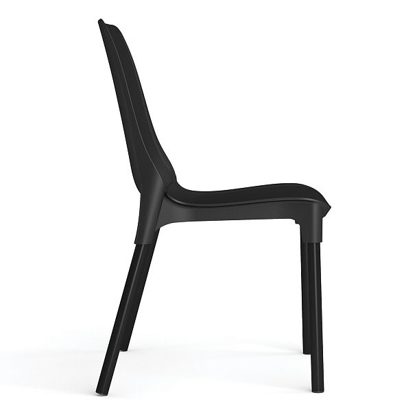 Стул для столовых, кафе, дома SHT-S75, черный металлический каркас, пластик черный, стопируемый - Вид 5