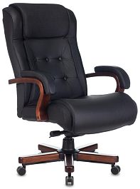 Кресло руководителя Бюрократ T-9926WALNUT черный кожа крестов. металл/дерево - Фото предпросмотра