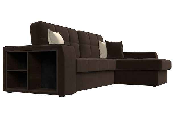 Угловой диван Брюссель правый (полностью микровельвет коричневый) - Вид 3