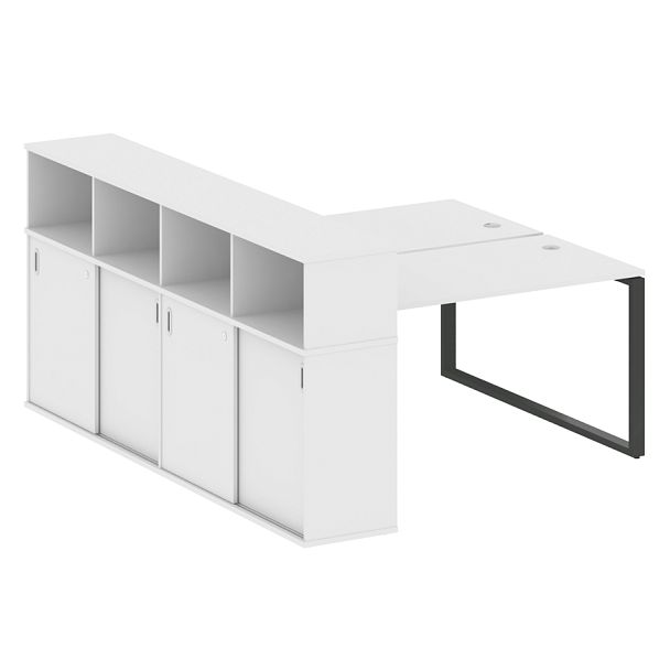 Metal System Р. ст. с шкафом-купе на О-образном м/к БО.РС-СШК-4.3 Т Белый/Антрацит металл 1810*2332*1098 - Вид 1