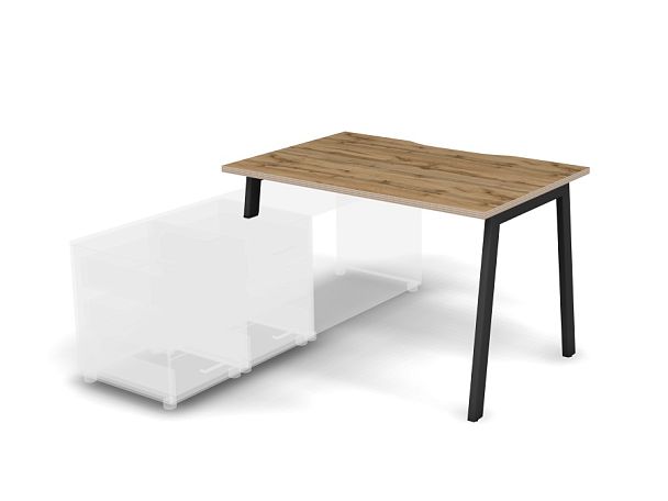 MATRIX 121B100-A Стол прямой, опора на тумбу, вырез. (А-опоры) 1180х780х775 Дуб Крафт/Темно-серый - Вид 1