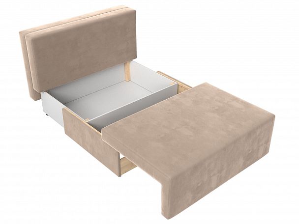Диван прямой Лагуна (полностью велюр бежевый, кант велюр коричневый) - Вид 7