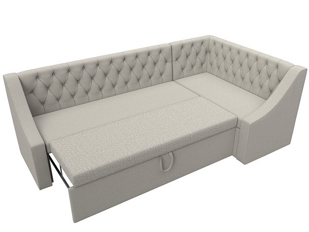 Диван кухонный угловой Мерлин правый угол Рогожка бежевый - Вид 6