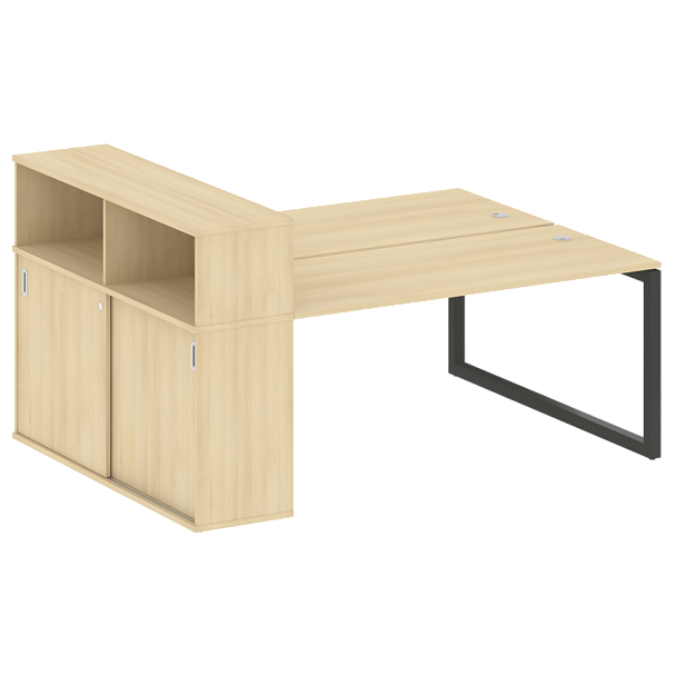 Metal System Quattro Р. ст. с шкафом-купе на О-образном м/к 50БО.РС-СШК-2.4 Т Акация/Антрацит металл 2010*1475*1098 - Вид 1