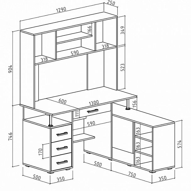 Стол письменный Амбер-24Я - Вид 2